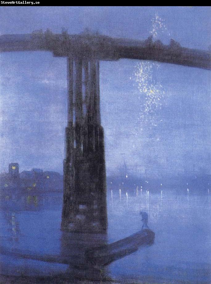 James Abbott McNeil Whistler Blue and Gold-Old Battersea Bridge